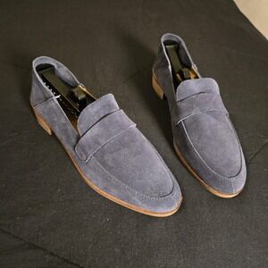 Lucky Brand Shoes Womens Size 10 Blue Suede Loafers Almond Toe Casual Comfort